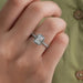 In finger look of radiant cut lab created diamond halo engagement ring