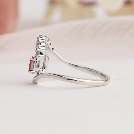 Red Asscher Diamond Tourbillon Ring