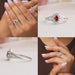 Oval cut red lab created diamond halo engagement ring with 14k white gold finish