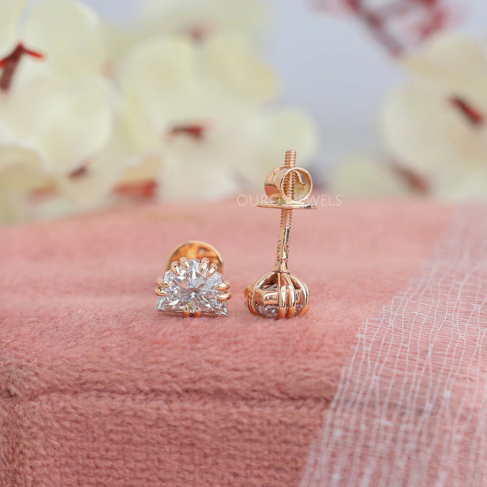 [Bullet Cut Rose Gold Earrings]-[Ouros Jewels]