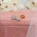 [Side View of Rose Gold Bullet Cut Stud Earrings]-[Ouros Jewels]