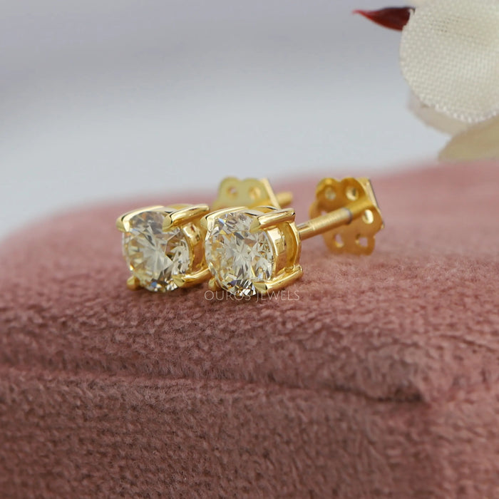 14k yellow gold round brilliant cut lab created diamond solitaire earrings for your loved one