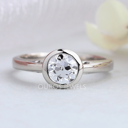 [Old European Round Cut Bezel Set Solitaire Wedding Ring]-[Ouros Jewels]