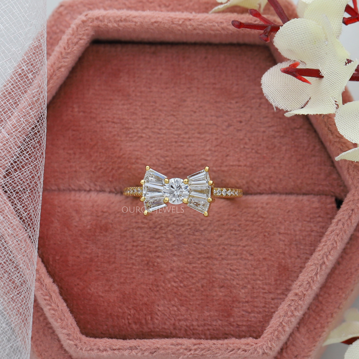 [Bow Tie Shape Lab Diamond Wedding Ring]-[Ouros Jewels]