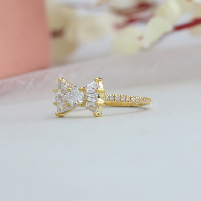 [Look Of Bow Shape Ring in Yellow Gold]-[Ouros Jewels]