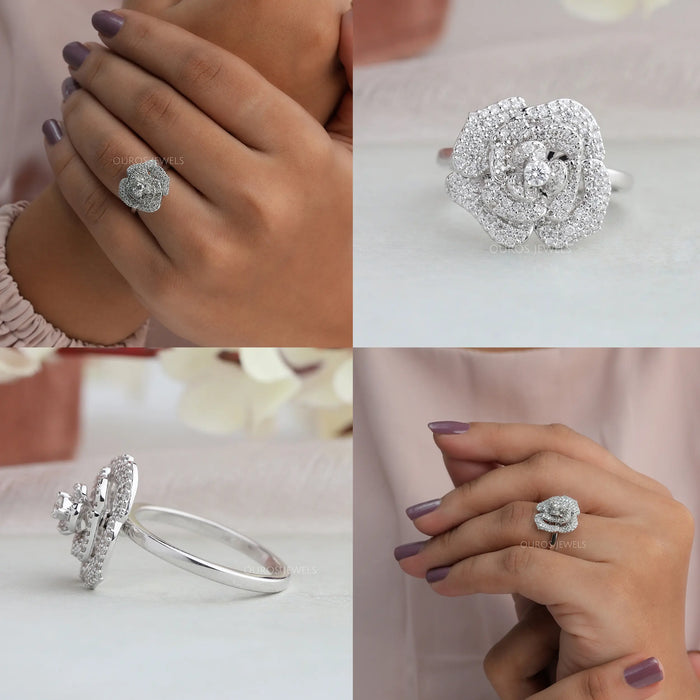 [Collage of Rose Lab Diamond Ring]-[Ouros Jewels]