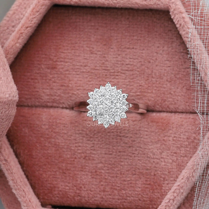 Round Cut  Cluster Diamond  Engagement Ring