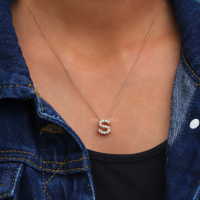 Diamond Single Enamel Bubble Letter Necklace – Lola James Jewelry