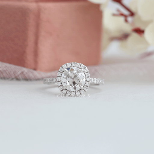 [OEC Round Diamond Halo Engagement Ring]-[Ouros Jewels]