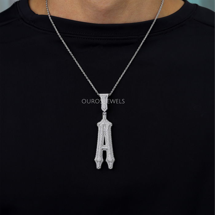 [Look of Alphabet Pendant on Neck]-[Ouros Jewels]
