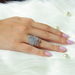 [Side Finger View of Round Diamond Bypass Row Ring]-[Ouros Jewels]