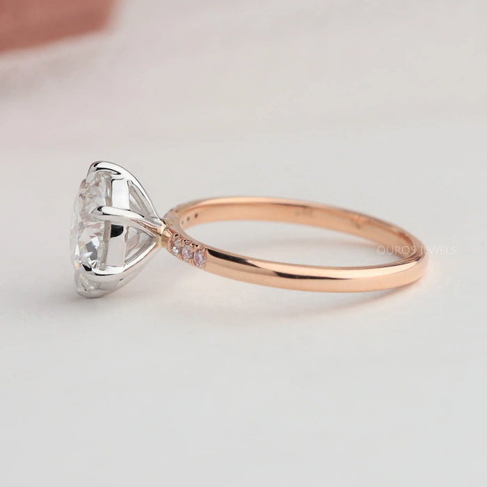 [Rose Gold Round Cut Engagement Ring]-[Ouros Jewels]