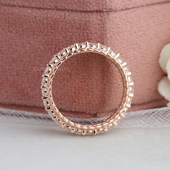 [18K Rose Gold With Lab Diamond Eternity Wedding Band]-[Ouros Jewels]