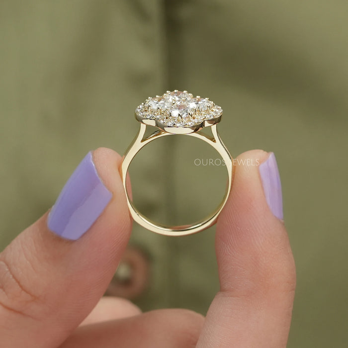 [Round Cut Lab Diamond Halo Engagement Ring]-[Ouros Jewels]