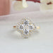 [Beautiful Front View Of Round Cut Diamond Floral Halo Engagement Ring]-[Ouros Jewels]