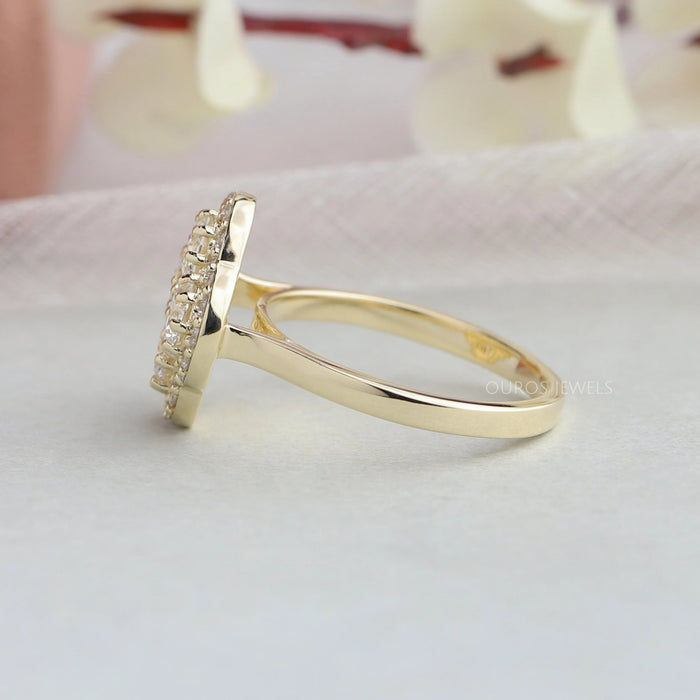 [14K Yellow Solid Gold Lab Diamond Halo Engagement Ring]-[Ouros Jewels]
