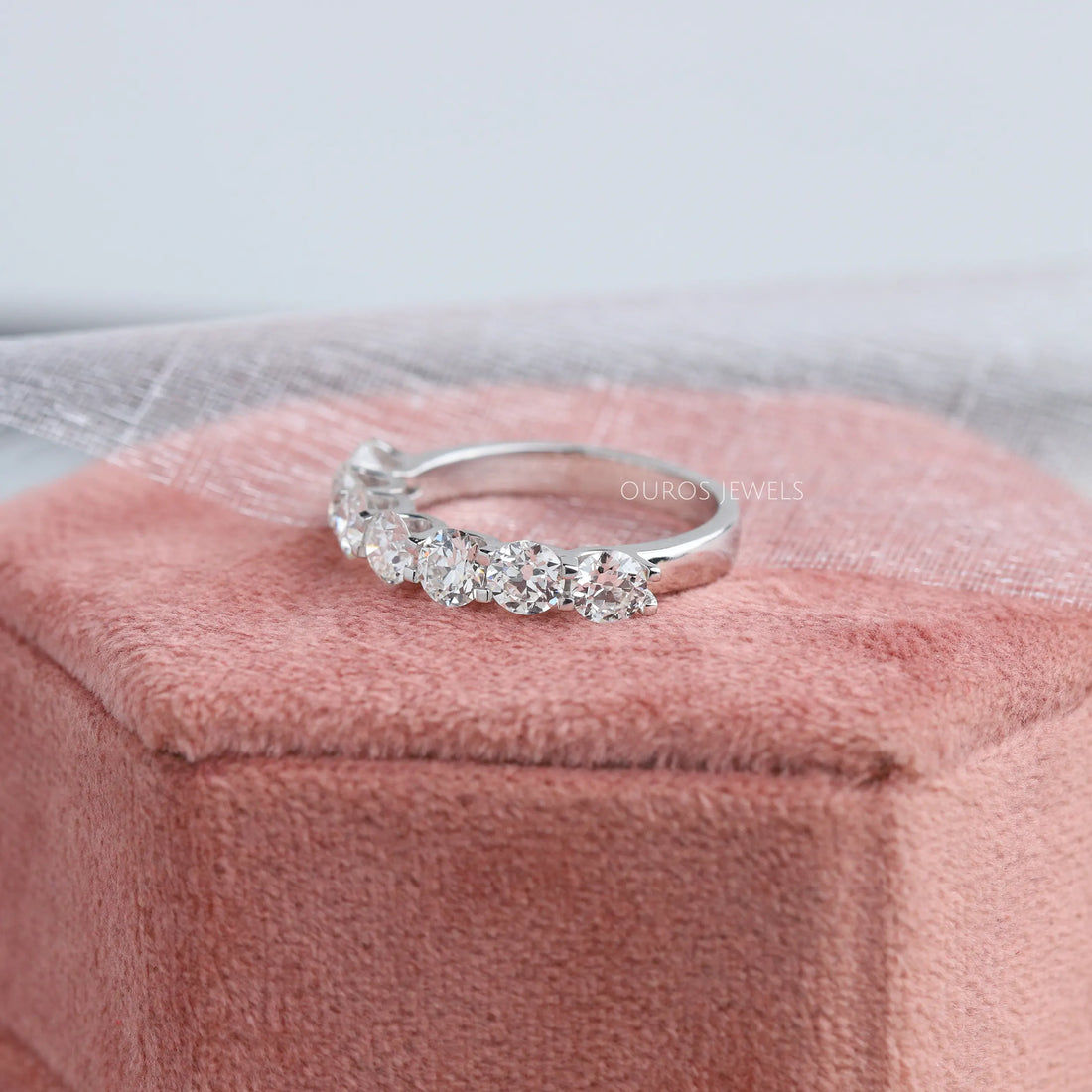 Seven Stone Old European Round Diamond Wedding Band Rings
