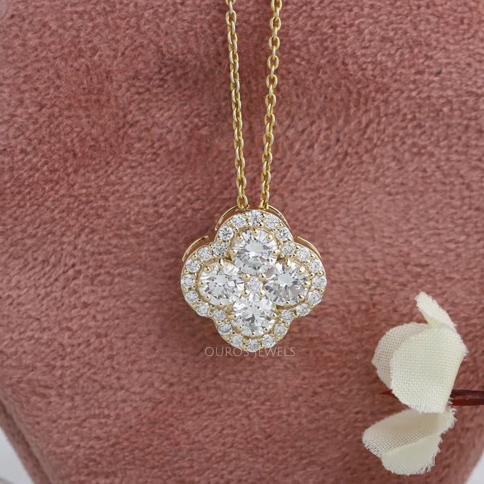 Yellow Gold Diamond Flower Necklace