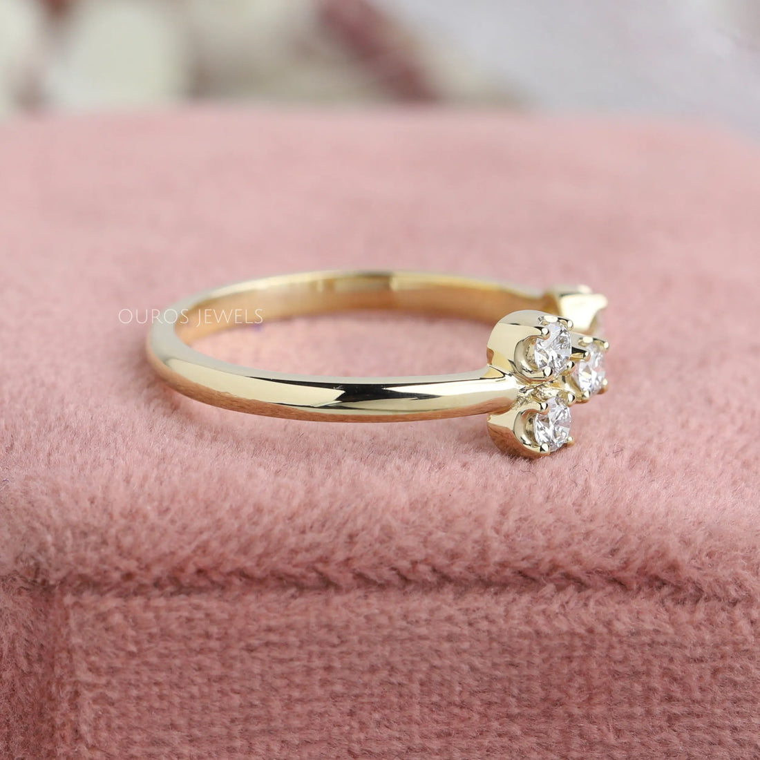 Round Diamond Open Cuff Wedding Band Rings