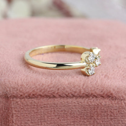 Round Diamond Open Cuff Wedding Band Rings