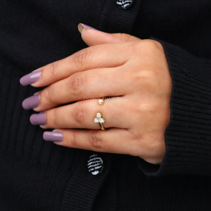 Round Diamond Open Cuff Wedding Band Rings