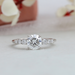 [Round Cut Lab Diamond Accent Engagement Ring] - 