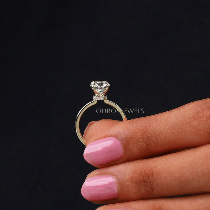 [Hidden Halo Round Cut Diamond Engagement Ring]-[Ouros Jewels]