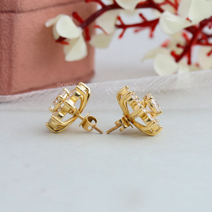 [Round Shape Stud Earring In Yellow Gold]-[Ouros Jewels]