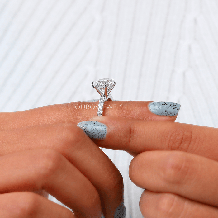 [3 carat round cut solitaire engagement ring]-[Ouros Jewels]