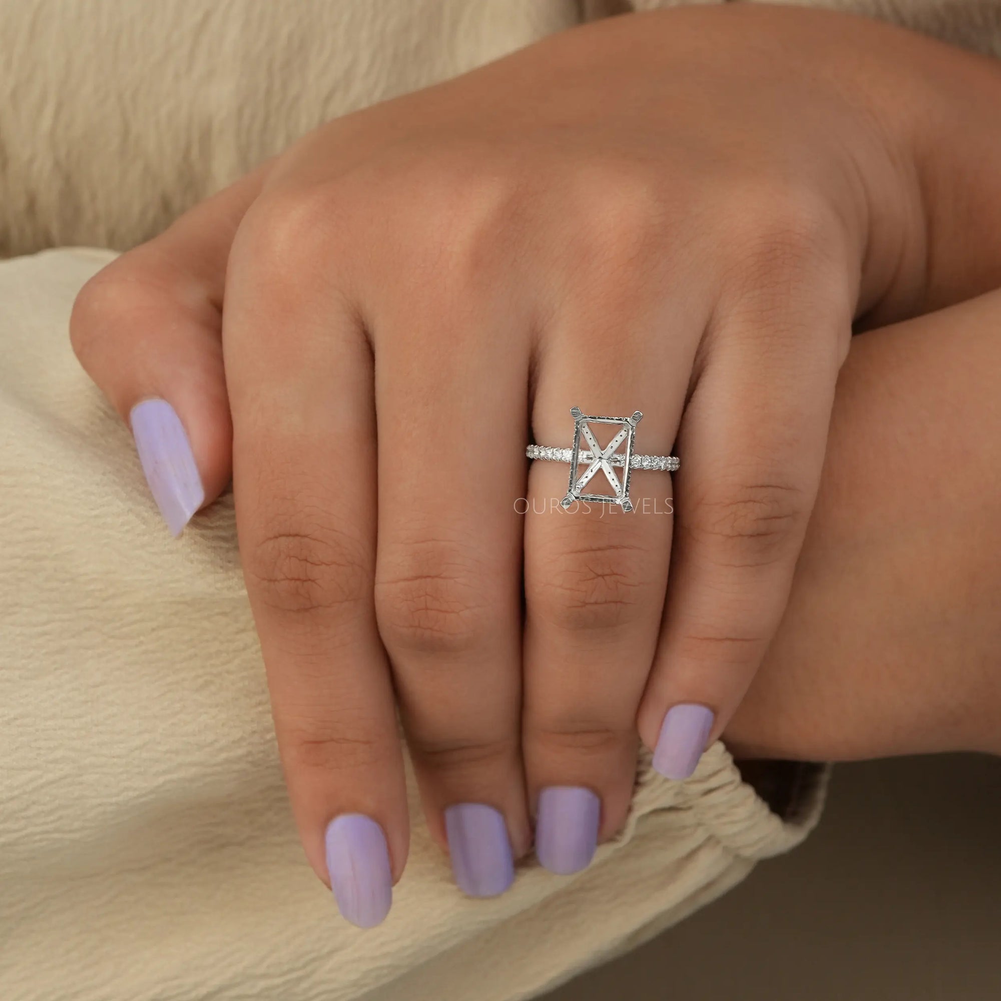 Radiant Shape Semi Mount Hidden Halo Ring