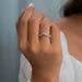 In finger look of round and baguette lab created diamond wedding band