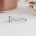 14k white gold shank of fancy pink cushion cut lab diamond engagement ring