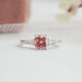 Pink cushion diamond engagement ring with 4 prongs setting in solid white gold