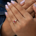 In Finger Beautiful Front View Of Fancy Pink Three Diamond Engagement Ring