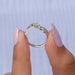 In Finger View Of Three Stone Lab Diamond Ring with white gold