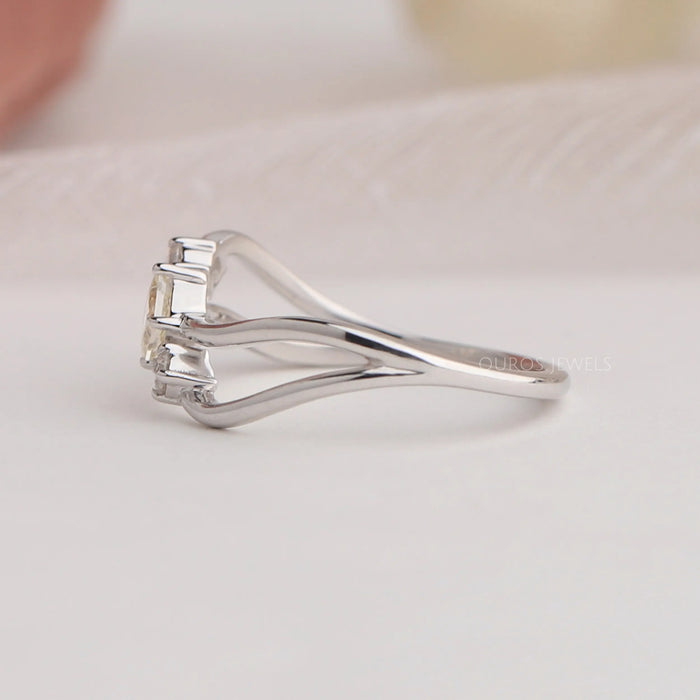 Side View Of White Gold Lab Diamond Ring Crafted With Princess Cut Diamond 