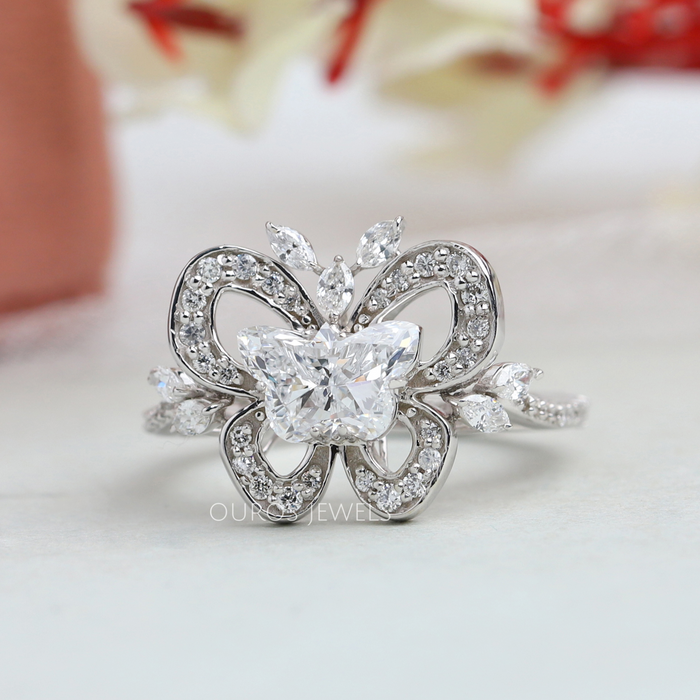 [1.40 Carat Antique Butterfly Cut Diamond In Center Of Ring]-[Ouros Jewels]