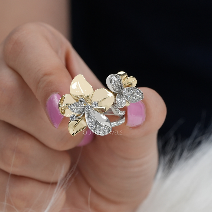 [Closer Look On Flower Petal Design Of Ring]-[Ouros Jewels]