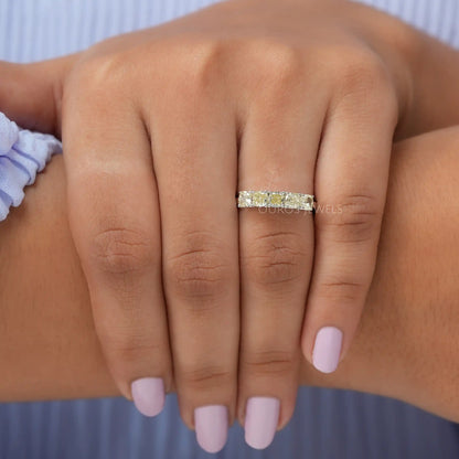 Yellow Cushion Cut Five Stone Diamond Ring