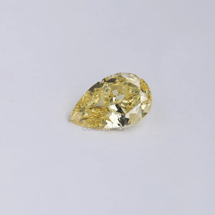 [Yellow Pear Cut CVD Diamond]-[Ouros Jewels]