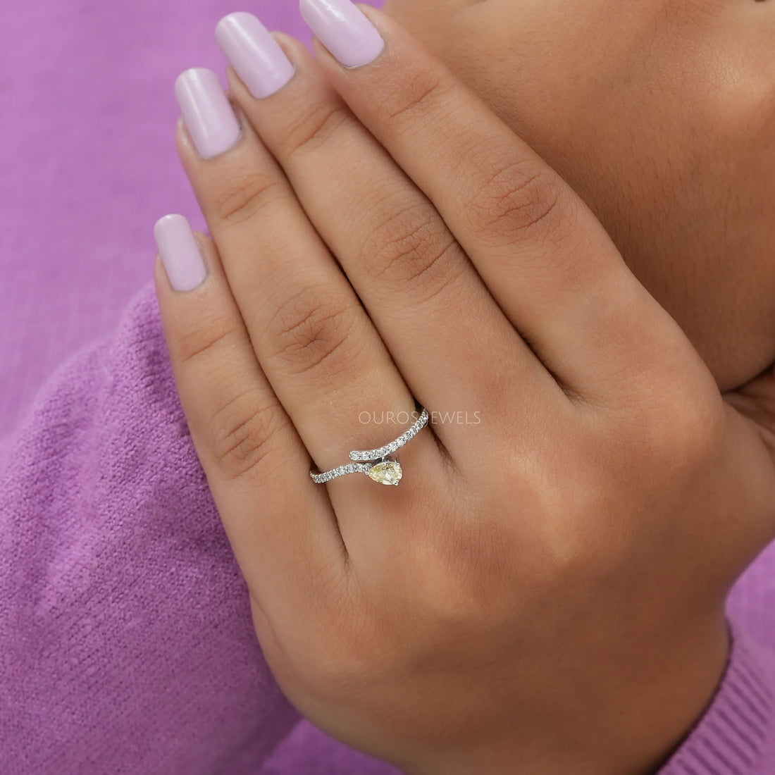 Yellow Pear Diamond Bypass Ring