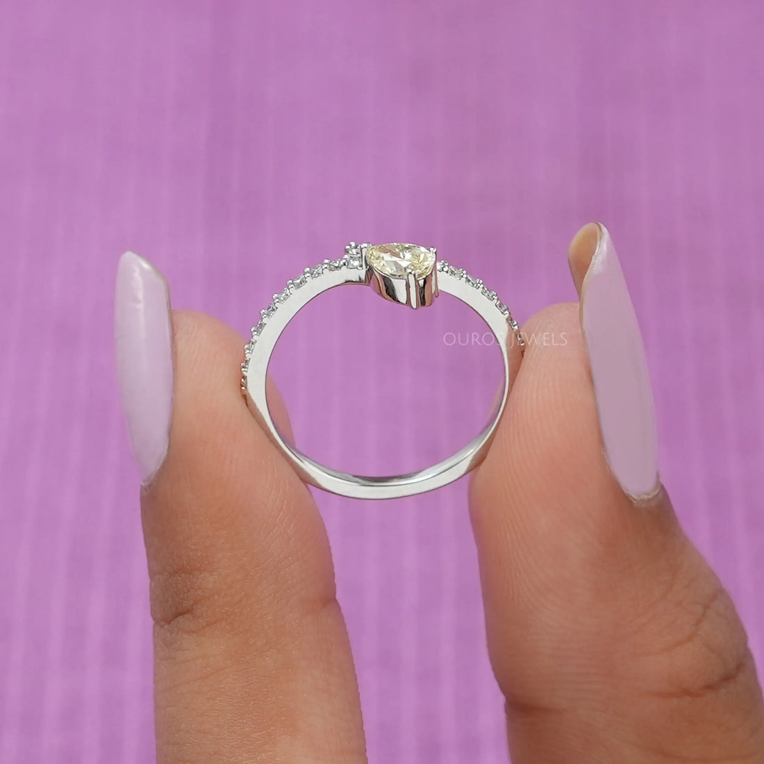Yellow Pear Diamond Bypass Ring