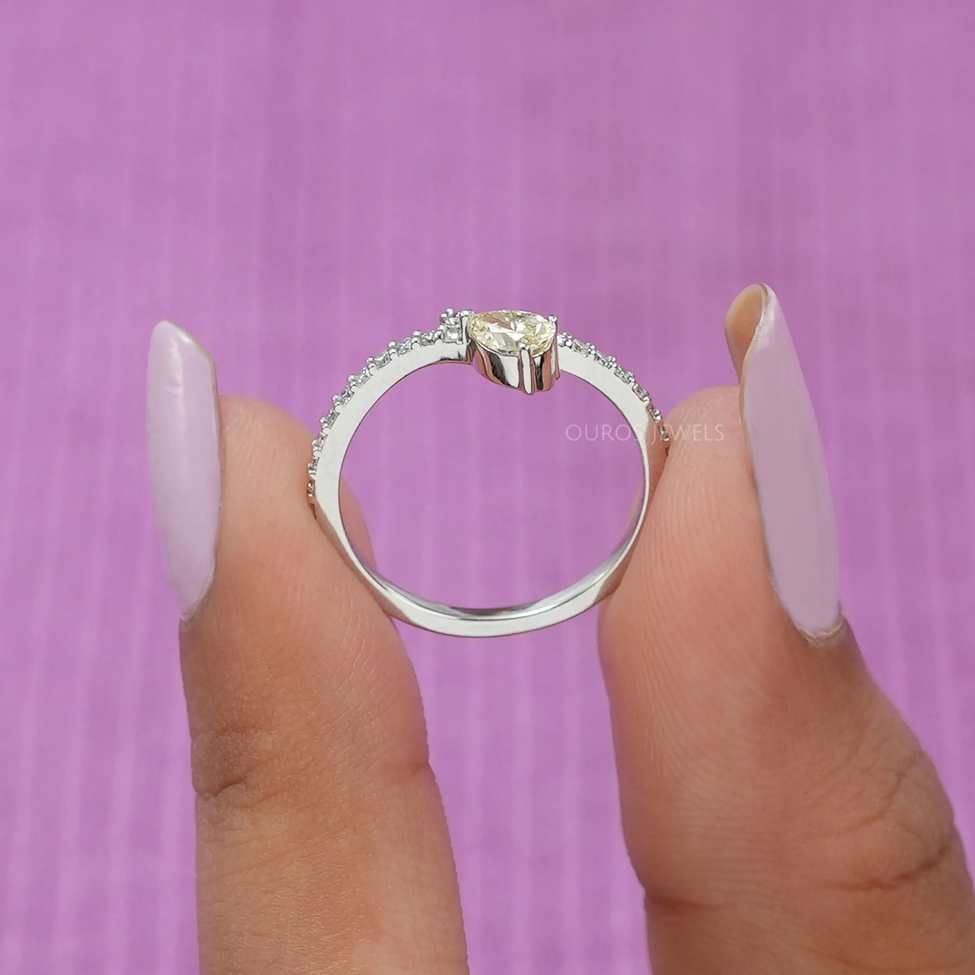 Yellow Pear Diamond Bypass Ring