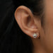 In ear look of yellow pear shaped solitaire stud earrings
