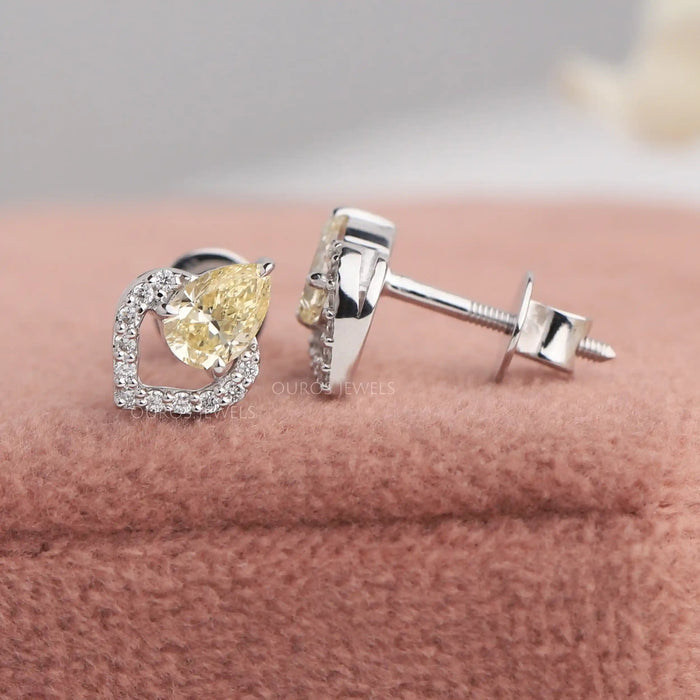 14k white gold screw back lab made diamond stud earrings