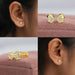 Collage of fancy colored studs with screw back setting in yellow gold